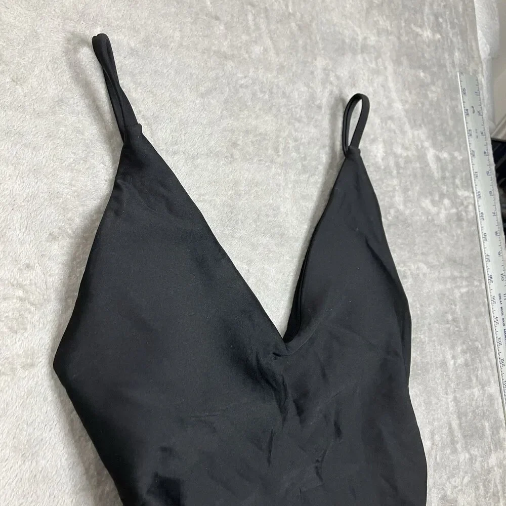 J Crew Lana Classic Sculpt One-Piece Womens 10 Black Luxe Minimalist Chic CI367